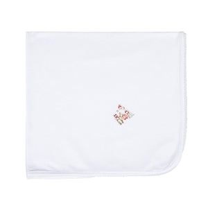 A Child is Born White Embroidered Receiving Blanket