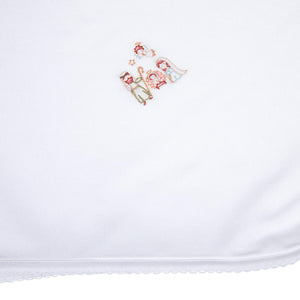 A Child is Born White Embroidered Receiving Blanket