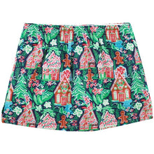 Load image into Gallery viewer, Introducing our Girls Christmas Skort with a festive gingerbread house pattern from Bailey Boys! Perfect for the holiday season, this skort combines style and comfort for your little one. Made with high-quality materials, it provides a fun and playful look for any occasion. Get yours now!
