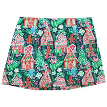 Load image into Gallery viewer, Introducing our Girls Christmas Skort with a festive gingerbread house pattern from Bailey Boys! Perfect for the holiday season, this skort combines style and comfort for your little one. Made with high-quality materials, it provides a fun and playful look for any occasion. Get yours now!
