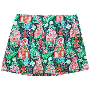 Introducing our Girls Christmas Skort with a festive gingerbread house pattern from Bailey Boys! Perfect for the holiday season, this skort combines style and comfort for your little one. Made with high-quality materials, it provides a fun and playful look for any occasion. Get yours now!