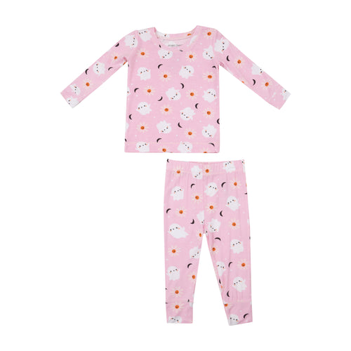 Get your little one ready for bed with our Girls Spooky Ghost Pink Pajama Set. Featuring a cute and spooky ghost print, this 2 piece set includes long sleeve pajamas for ultimate comfort. Made with the softest material from Angel Dear, your child will love the snug fit. Sleepovers just got a little more spoooky!