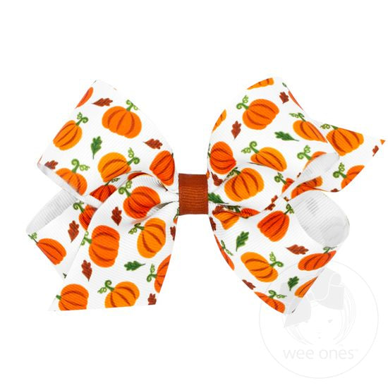 Harvest-themed Pumpkin Grosgrain Hair Bow