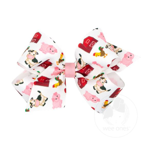 Farm-themed Barnyard Animals Grosgrain Hair Bow