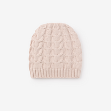 Load image into Gallery viewer, Stay warm and stylish this winter with our Cable Knit Winter Hat for infants in light blue and blush. Made by Elegant Baby, this cozy hat is perfect for keeping your little one&#39;s head and ears protected from the cold. Bundle up in comfort and fashion with this must-have accessory.
