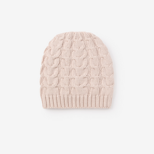 Stay warm and stylish this winter with our Cable Knit Winter Hat for infants in light blue and blush. Made by Elegant Baby, this cozy hat is perfect for keeping your little one's head and ears protected from the cold. Bundle up in comfort and fashion with this must-have accessory.