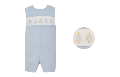 Get your little one ready for the holidays with the Light Blue Corduroy Boys Christmas Tree Jon Jon from Anavini. Made of soft light blue corduroy, this classic holiday attire features a white collar and charming Christmas tree embroidery. The perfect outfit for your little elf!