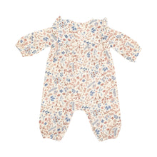 Load image into Gallery viewer, This Angel Dear western floral romper is perfect for your little one. The muted floral motif is both beautiful and soft, while the ruffle accents add an elegant touch. The ruffle sleeves also add a playful and feminine feel. Your baby will look adorable and feel comfortable in this romper.
