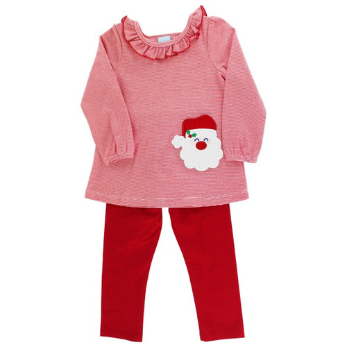 This adorable Girls Santa Tunic Set is perfect for your little one this Christmas! The tunic features a cute Santa applique and red and white stripes, while the leggings add a pop of festive red. Made by Bailey Boys, this set is sure to bring holiday cheer to your child.