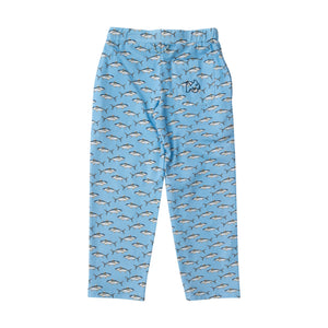 Snuggle up in these boys' powder blue fish print pajama pants. Soft and comfortable, perfect for lounging around the house or sleeping in. Complete with a playful fish print, these pants will make bedtime more fun and enjoyable for your little one.