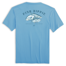 Load image into Gallery viewer, Get your little guy ready for the great outdoors with the Fish Hippie Flats Slam Short Sleeve Boye Tee. With a cool Maya blue color and a fun fish motif on the back, this tee is perfect for any adventure.&nbsp;
