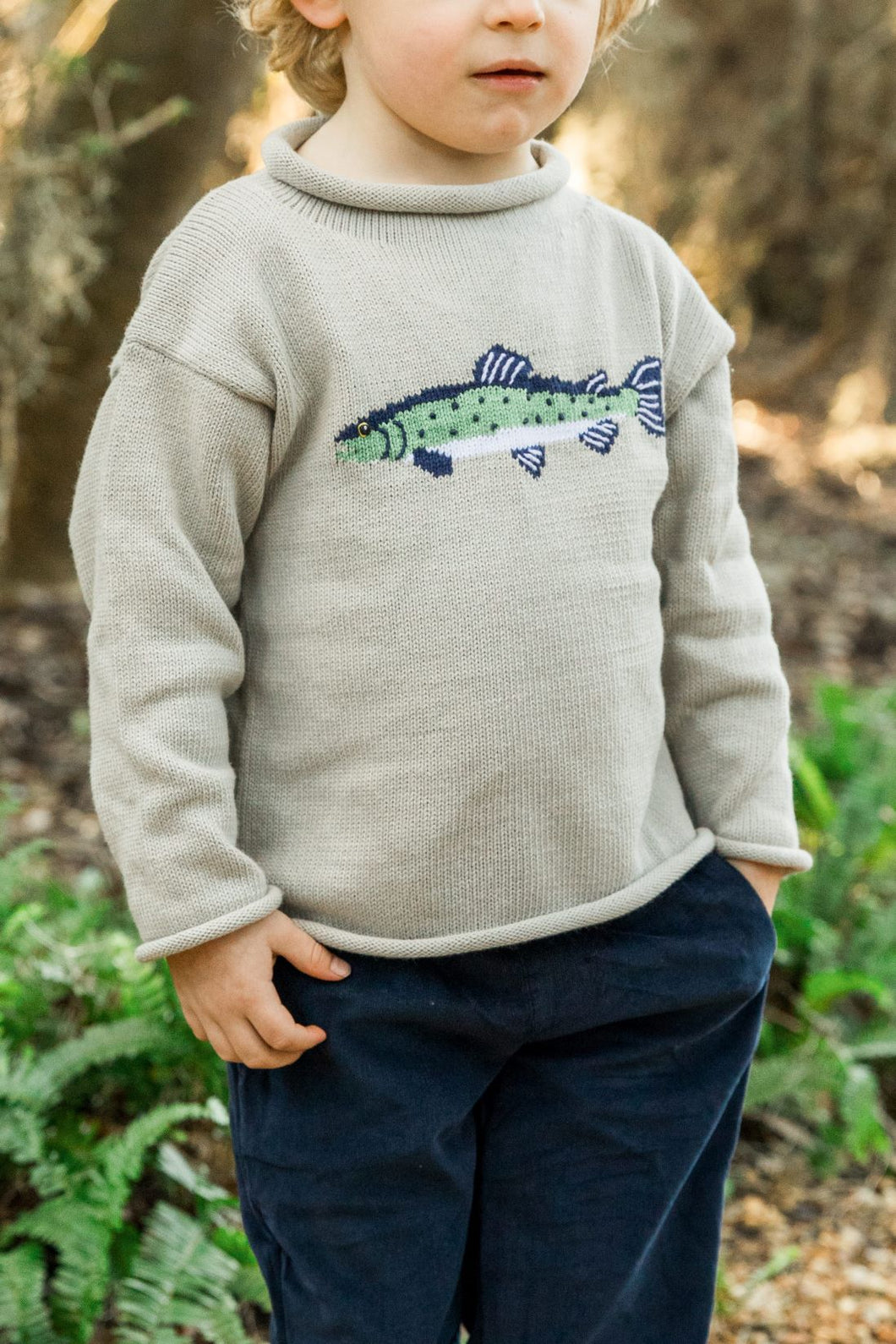 Toddler Boys Roll Neck Sweater Trout Design