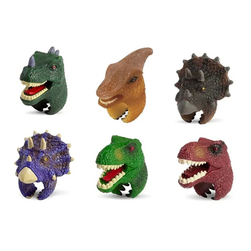 Add a touch of whimsy to your little one's wardrobe with our Dinosaur Head Rings. Made of durable plastic, these rings feature cute and colorful dinosaur heads that will bring a smile to your child's face. Perfect for playtime or parties, these rings are a must-have for any young dino enthusiast.