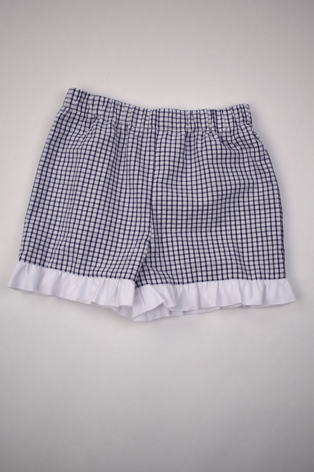 Ruffle Navy Check Shorts