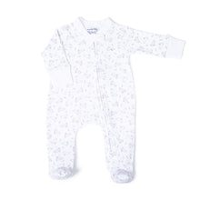 Load image into Gallery viewer, Get ready to hop into cuteness with our Bunny Hop Pink Zipper Footie from Magnolia Baby! This adorable footie features pink and white bunnies hopping all over, while the 2 way zipper makes diaper changes a breeze. Keep your little one cozy and stylish in this must-have piece.
