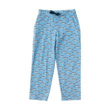 Load image into Gallery viewer, Snuggle up in these boys&#39; powder blue fish print pajama pants. Soft and comfortable, perfect for lounging around the house or sleeping in. Complete with a playful fish print, these pants will make bedtime more fun and enjoyable for your little one.
