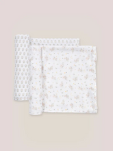 Load image into Gallery viewer, The Swaddle Blanket Set from JuJuBe × Studio Oh! includes two blankets, each with an irresistible, on-trend design. While perfect for swaddling newborns, these blankets can also be used for tummy time, as lightweight stroller covers, and as nursing throws. Each measures 44 by 44 inches (112 cm × 112 cm) and is made of sustainable, non-GMO bamboo fabric that is gentle on Baby’s skin and is soft, cozy, and breathable. Designed with sweet artwork in nursery-friendly colors, these blankets come packaged in a gi
