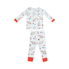 Load image into Gallery viewer, Wrap your little one in warmth and holiday cheer with our Vintage Blue Christmas Tree 2 Piece Pajama Set. The snug fit and soft materials from Angel Dear provide comfort, while the vintage design and light blue background add a touch of nostalgia to their bedtime routine.&nbsp;
