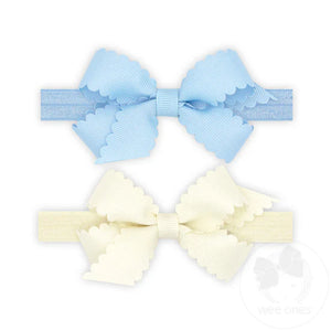 Two Mini Scalloped Bows With Bands