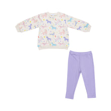 Load image into Gallery viewer, French Terry Fun Unicorns Puffy Oversized Sweatshirt and Legging Set
