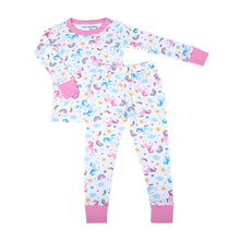 Load image into Gallery viewer, Introducing our Magnolia Baby 2 piece pajamas for girls, in the enchanting &quot;Unicorn Magic&quot; print for girls. Made with soft, high-quality materials, these pajamas are designed for comfort and ease of use. Your little one will sleep soundly and look magical in these adorable pajamas.
