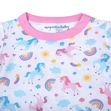 Load image into Gallery viewer, Introducing our Magnolia Baby 2 piece pajamas for girls, in the enchanting &quot;Unicorn Magic&quot; print for girls. Made with soft, high-quality materials, these pajamas are designed for comfort and ease of use. Your little one will sleep soundly and look magical in these adorable pajamas.
