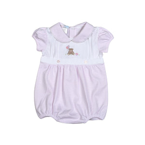 This adorable Birthday Bear Pink Bubble from Baby Loren is perfect for celebrating your little one's special day! The soft pink fabric adds a touch of sweetness while the embroidered birthday bear adds a charming touch. Your child will look and feel great while attending any birthday party!