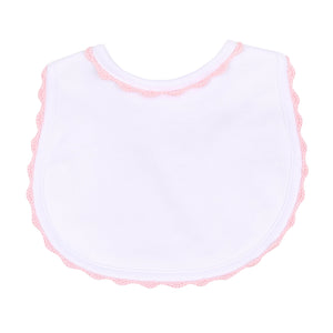 Baby Joy Embroidered Pink Bib