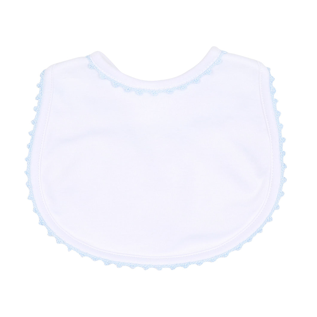 Baby Joy Embroidered Blue Bib