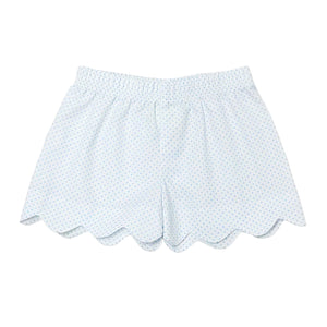 Upgrade your little girl's wardrobe with the Zuccini Kids Bitty Dot Scallop Shorts. These shorts feature a trendy scallop hem for added style. Perfect for mixing and matching with various tops, these shorts offer both comfort and fashion for your toddler. Match this bitty dot with the Bee Hive Knit Top!