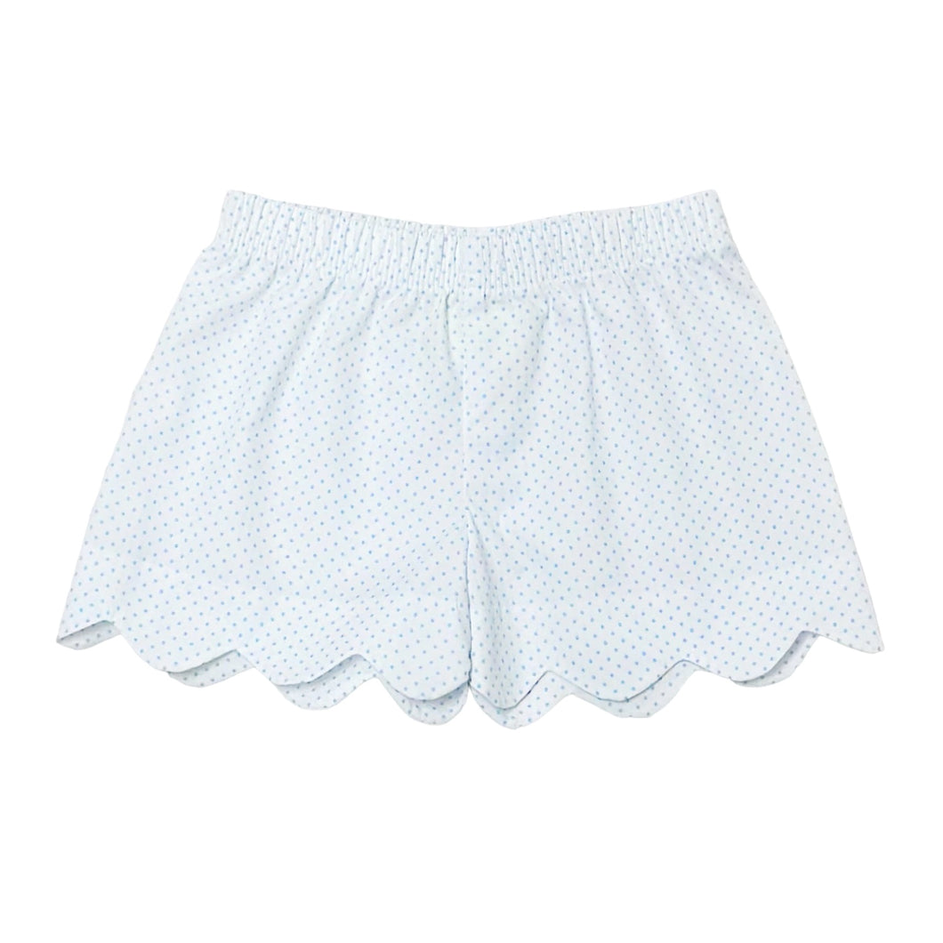 Upgrade your little girl's wardrobe with the Zuccini Kids Bitty Dot Scallop Shorts. These shorts feature a trendy scallop hem for added style. Perfect for mixing and matching with various tops, these shorts offer both comfort and fashion for your toddler. Match this bitty dot with the Bee Hive Knit Top!