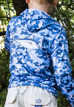 Load image into Gallery viewer, Blue Fishing Camo Performance Hoodie
