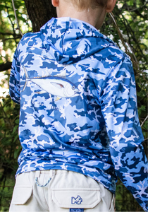 Blue Fishing Camo Performance Hoodie