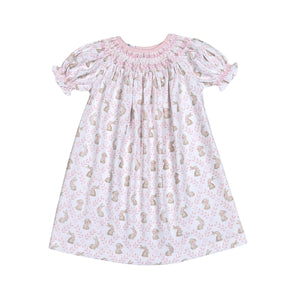 Pink Bunnies Pima Smocked Bishop Dress