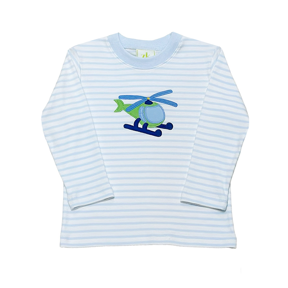 Helicopter Blue Bitty Stripe Play Tee