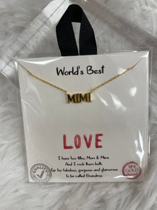 Celebrate the special promotion to being a Grandmother with a special necklace. With 4 name options to choose from, these necklaces make the perfect gift for new Grandmothers. Show your love for new grandmothers or give as a way to reveal a pregnancy!