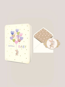 Welcome Baby Heart Balloons Greeting Card is perfect to add to your gift wrapped item!