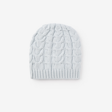 Load image into Gallery viewer, Stay warm and stylish this winter with our Cable Knit Winter Hat for infants in light blue and blush. Made by Elegant Baby, this cozy hat is perfect for keeping your little one&#39;s head and ears protected from the cold. Bundle up in comfort and fashion with this must-have accessory.
