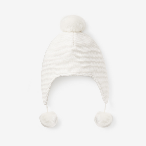 Stay warm and stylish this winter with our Infant Pom Pom Aviator Hat. Designed by Elegant Baby, this white aviator style hat features a cute pom poms, keeping your little one cozy and cute. Perfect for any cold weather outing.