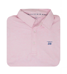 Albatross Heathered Pink Polo for Boys and Tween Boys
Bald Head Blues™ was inspired by our unique Bald Head Island lifestyle, which itself is defined by the simplicity and genius of “golf cart only” mobility.&nbsp; Even a quick ride to the beach becomes an adventure when islanders load their carts with beach chairs, surfboards and umbrellas - using &nbsp;bungees to tie the items to the roof of the golf cart.&nbsp; &nbsp;Our logo is inspired by this tradition, and our “Clothing for Coasting”&nbsp; motto is d